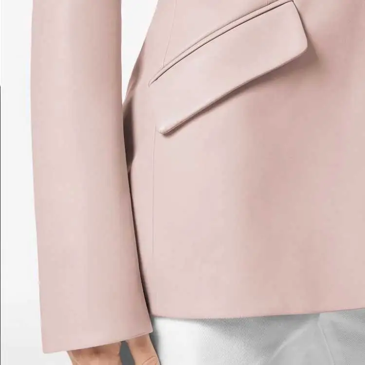VERSACE Leather Jacket Women's Pink-3