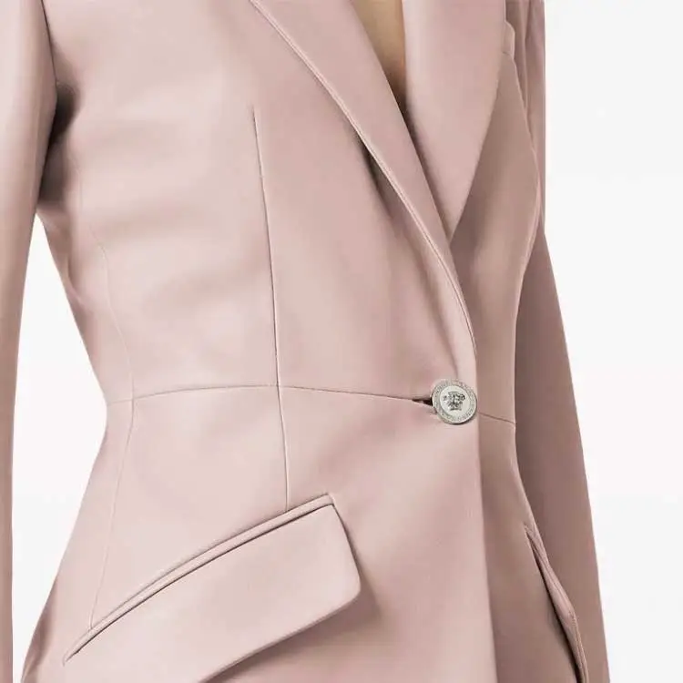 VERSACE Leather Jacket Women's Pink-4