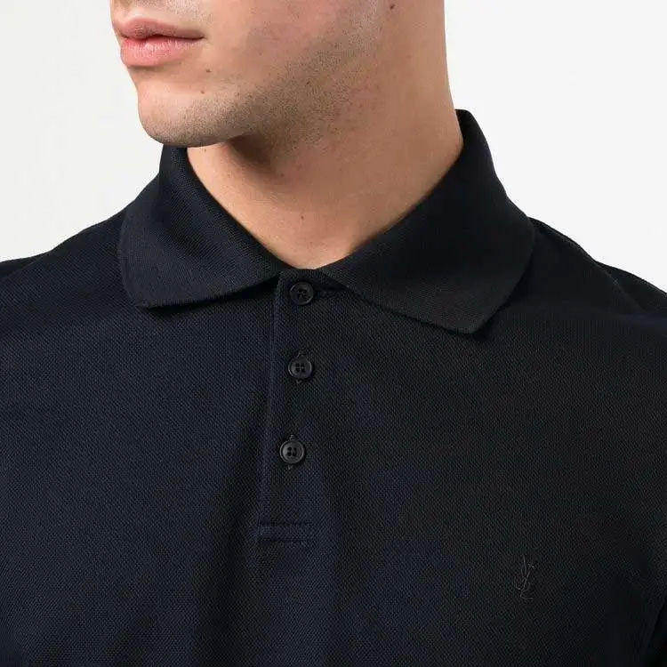 SAINT LAURENT Cassandre Logo Embroidered Polo Shirt-3