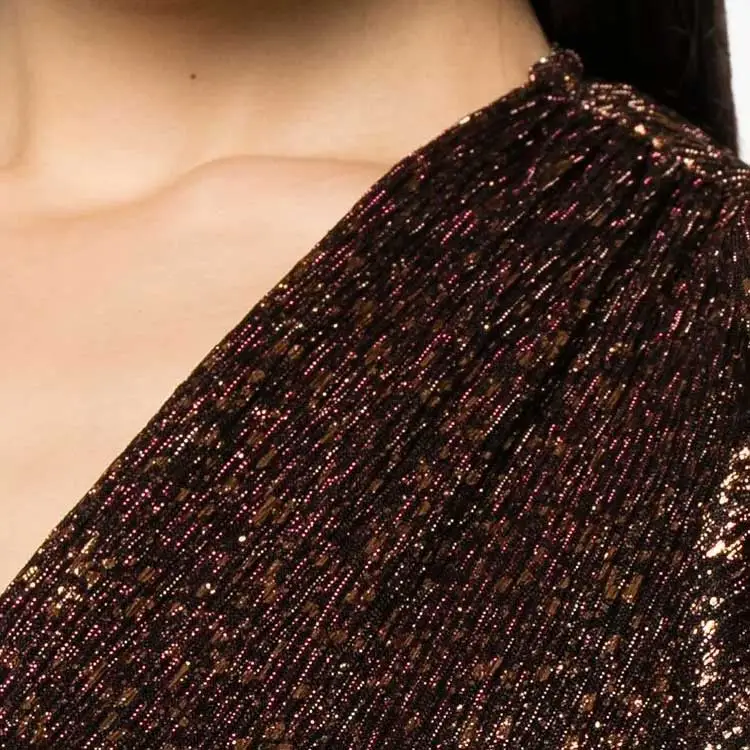 SABINA MUSAYEV Twilight Foiled V-neck Crop Top-4