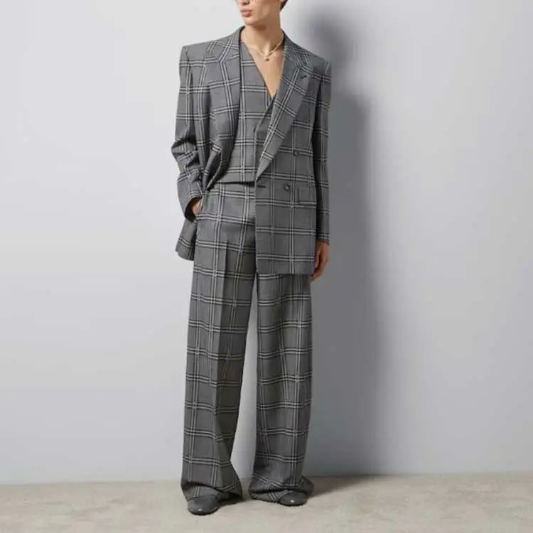 GUCCI Horsebit Check Tailored Wool Trousers-1