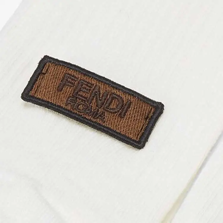 FENDI Knee-High Socks Unisex 1 Pack White-2