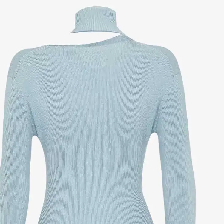 FENDI SS24 Long Sleeved Dress Women's Light Blue-2