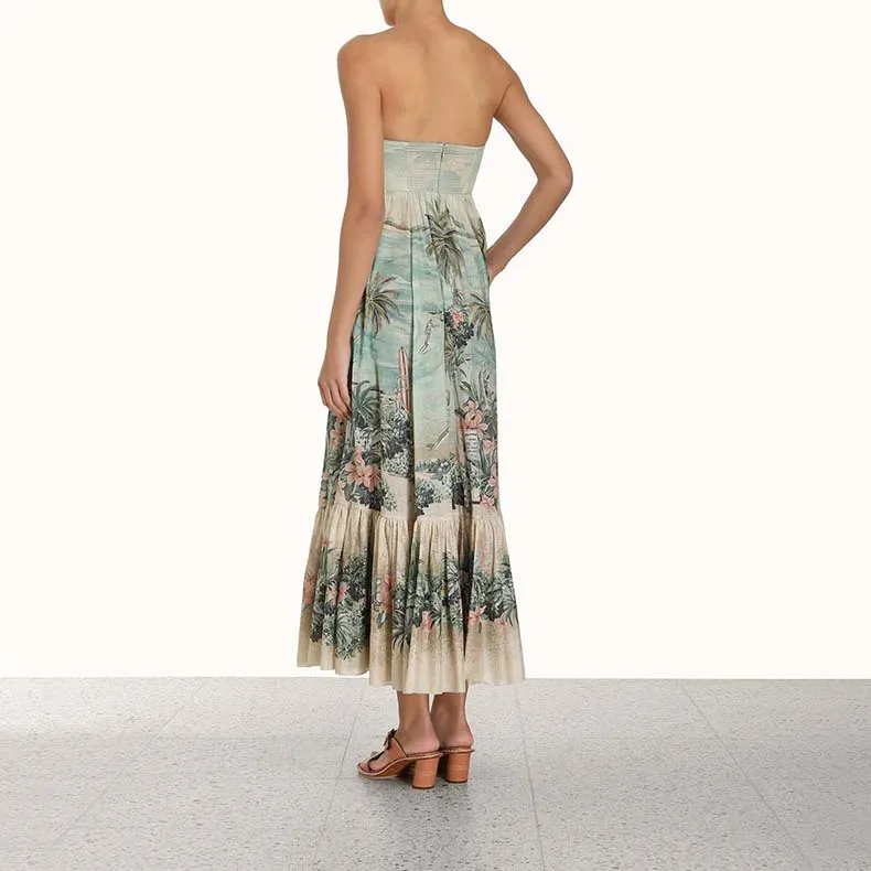 Zimmermann SS24 Sleeveless Dress Women's Green Iridescent Pattern-2