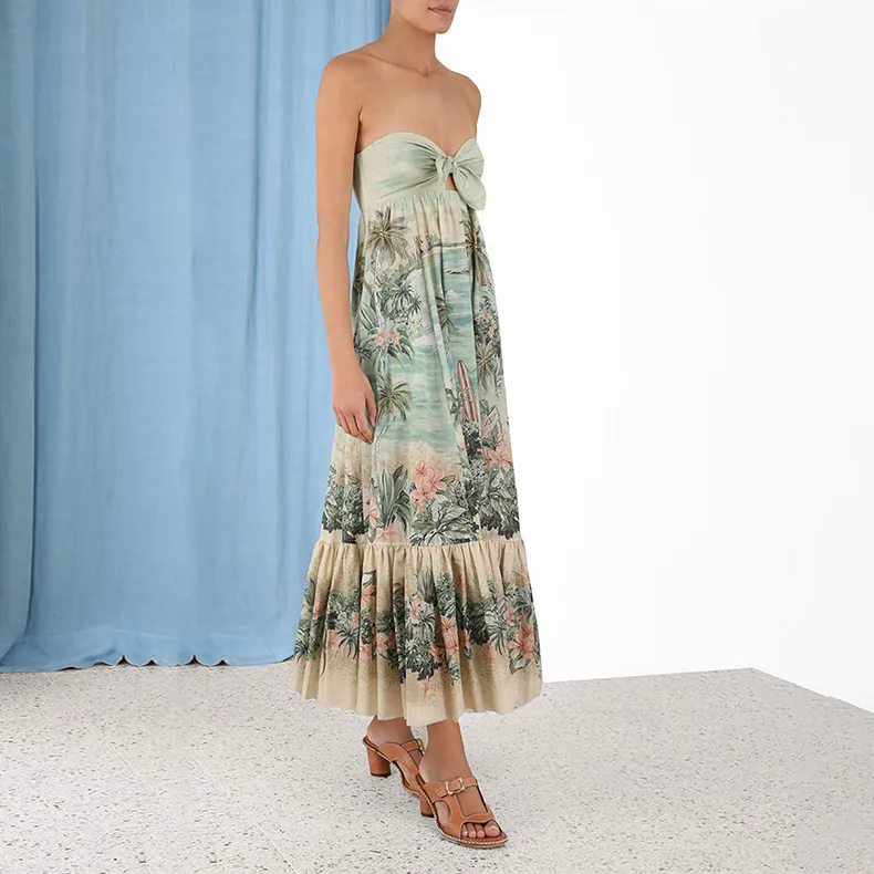 Zimmermann SS24 Sleeveless Dress Women's Green Iridescent Pattern-3