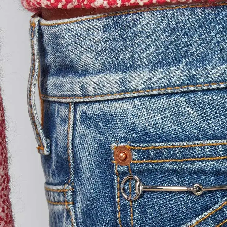 GUCCI Horsebit Denim Skirt-4