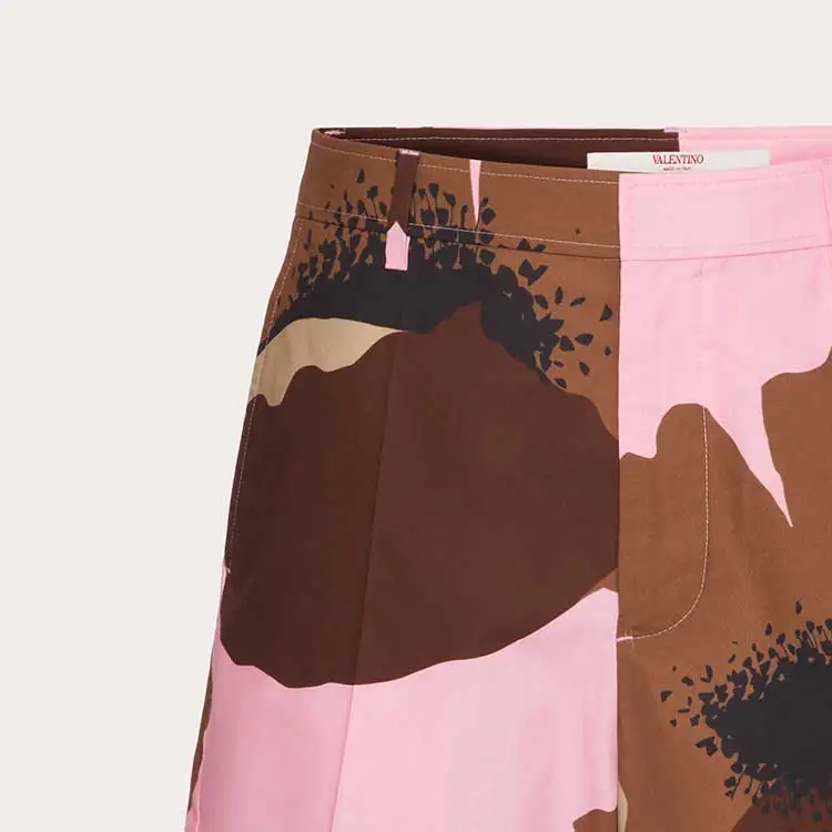 Valentino Flower Portrait Print Poplin Bermuda Shorts-5