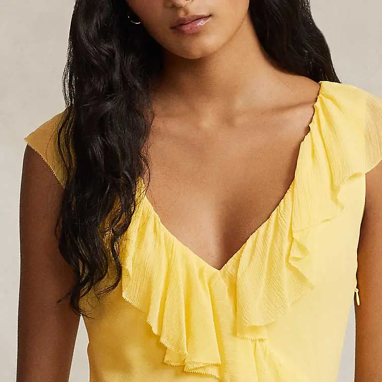 Polo Ralph Lauren Ruffle detailing Chiffon Maxi Dress-4