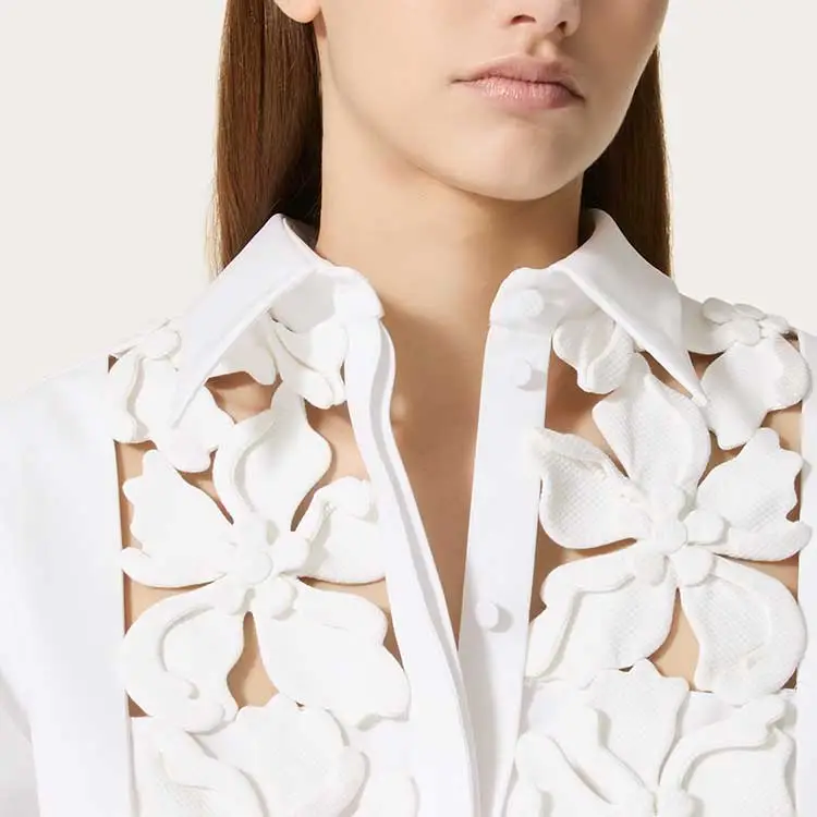 Valentino SS24 Long Sleeved Dress Women's White-5