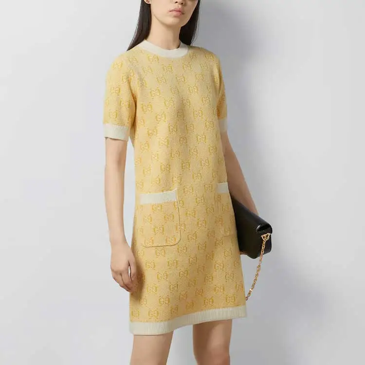 GUCCI SS24 Short Sleeved Dress Women's Yellow-1