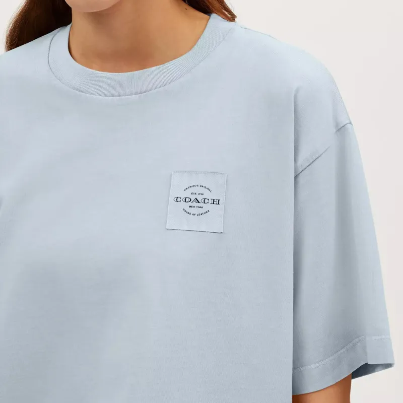 COACH Drop Shoulder Sleeve T Shirt Women's Gray Blue-3