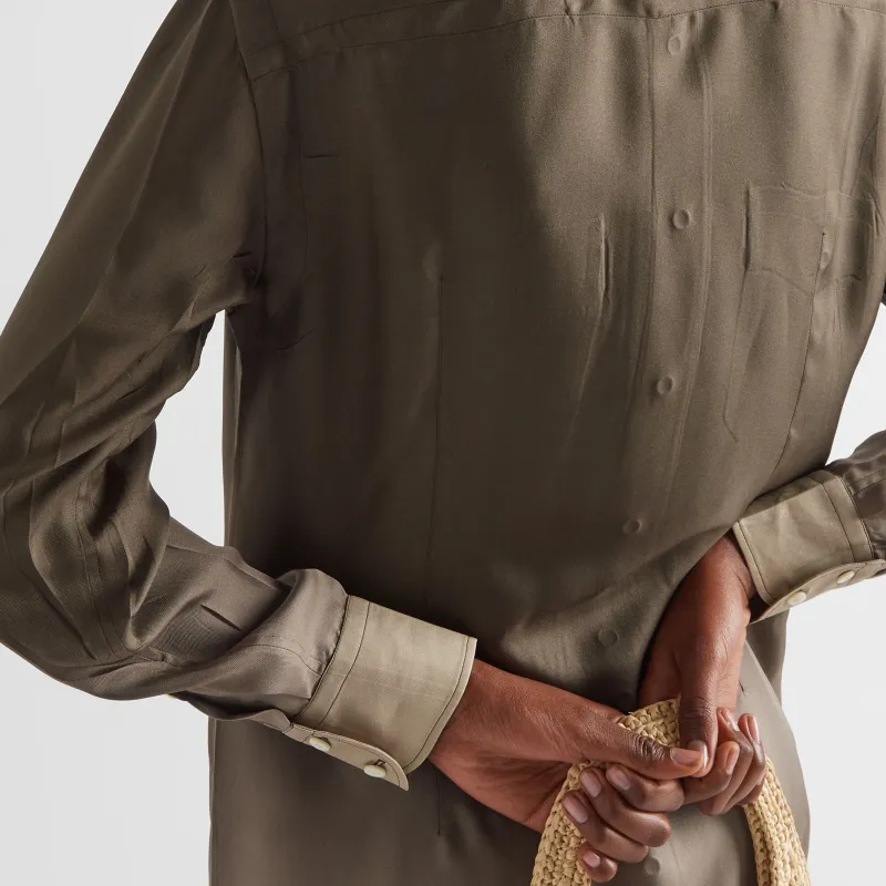 PRADA Ombré effect Silk twill Shirt Dress-6