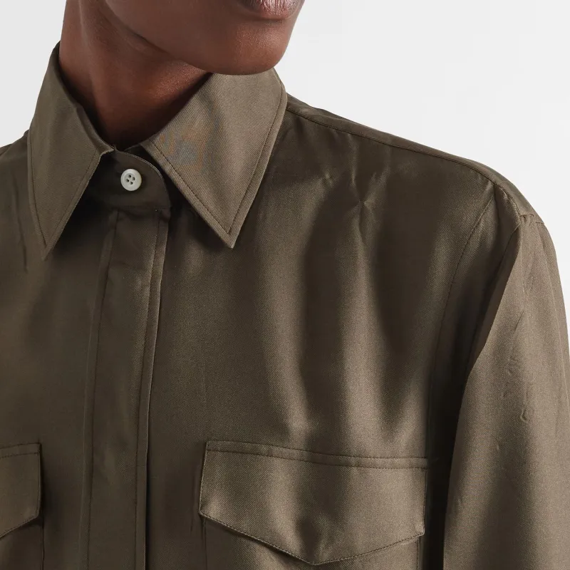 PRADA Ombré effect Silk twill Shirt Dress-4