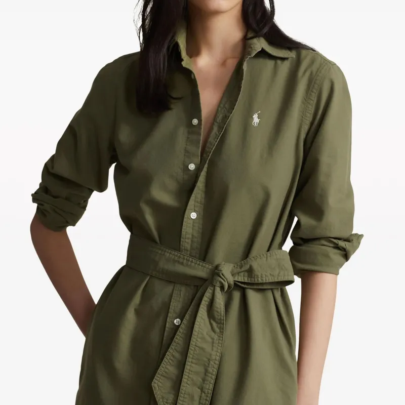 Polo Ralph Lauren SS24 Long-Sleeved Dresses Women's Olive Green-3