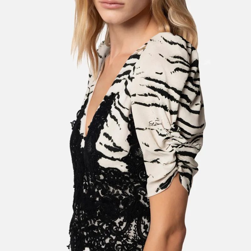 Elisabetta Franchi Animal Printed Short Sleeved Mini Dress-4