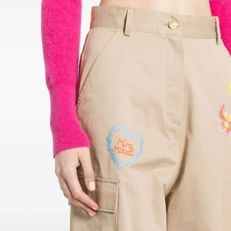MIRA MIKATI Embroidered Cotton Cargo Trousers-4