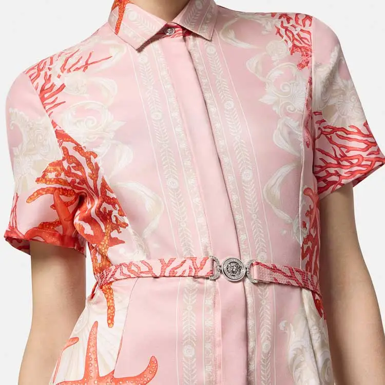 VERSACE Barocco Sea Short Sleeved Shirt Dress-5