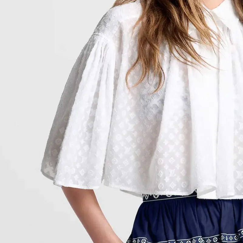 LOUIS VUITTON Monogram Fil Coupé Cape Blouse-4