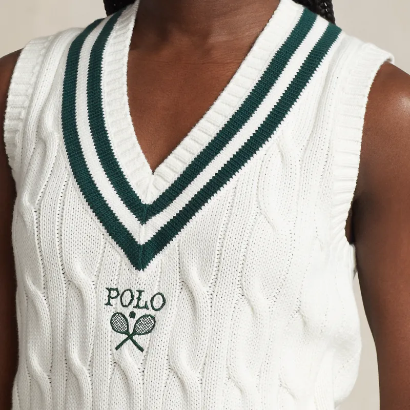 Polo Ralph Lauren Wimbledon Tennis Open Collection SS24 Tank Tops Women's Porcelain White-4