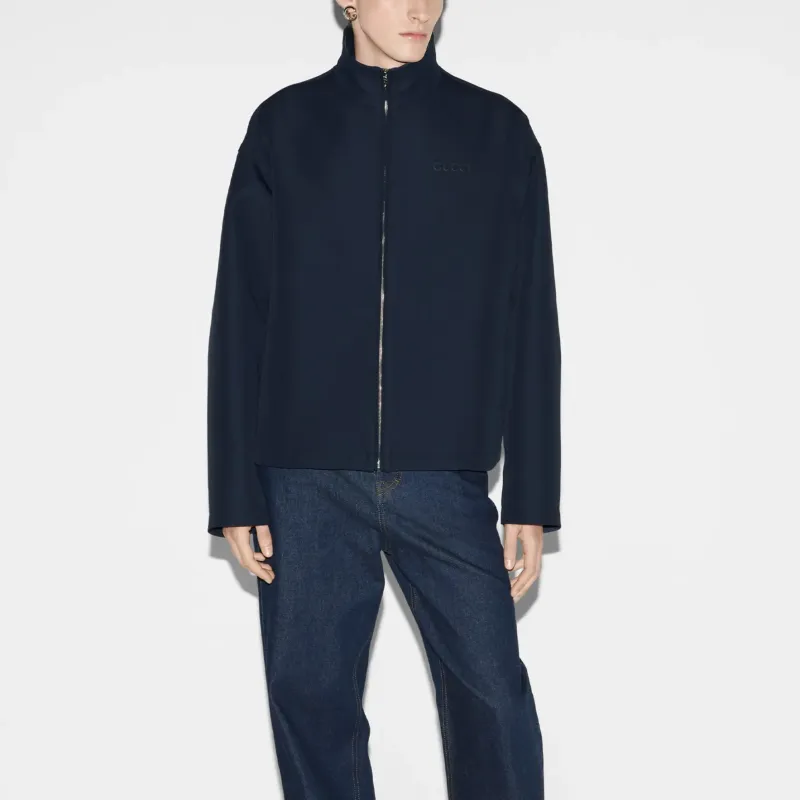 GUCCI Embroidered Wool Acetate Zip Jacket-2