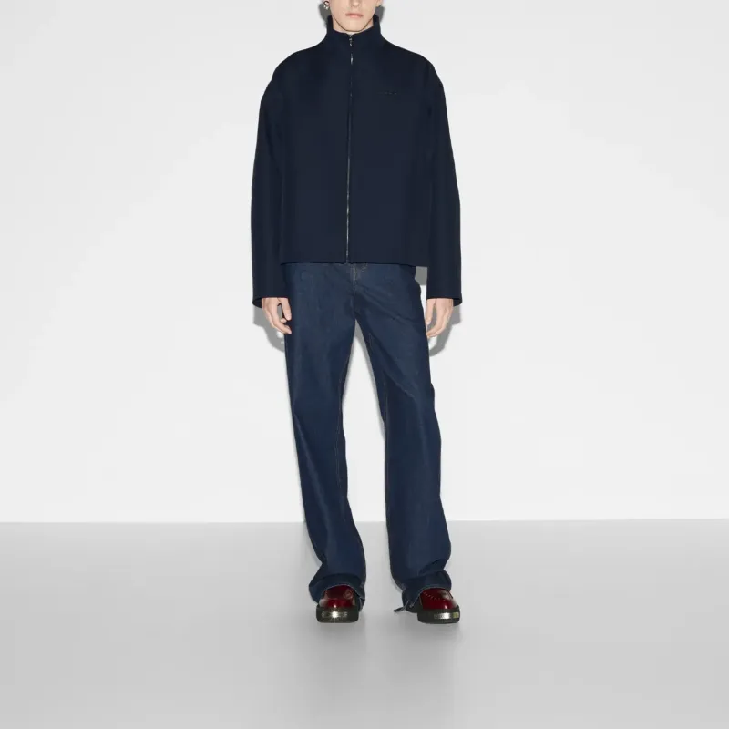 GUCCI Embroidered Wool Acetate Zip Jacket-1