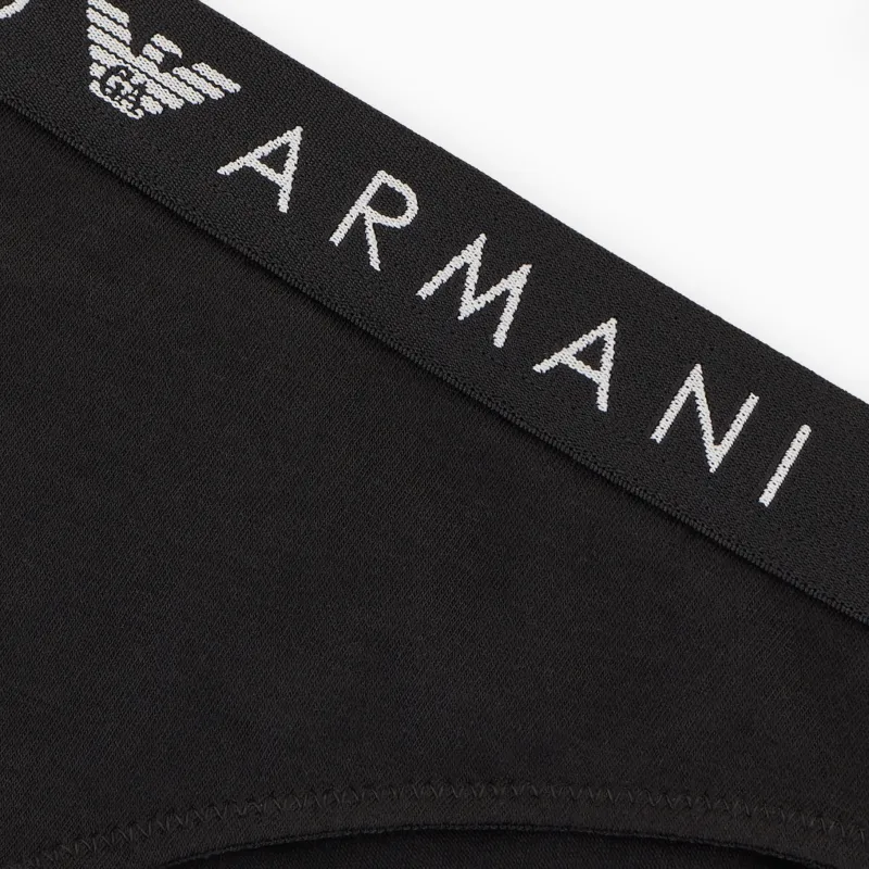 EMPORIO ARMANI Two pack Of Asv Iconic Organic cotton Thongs With Logo Waistband-2