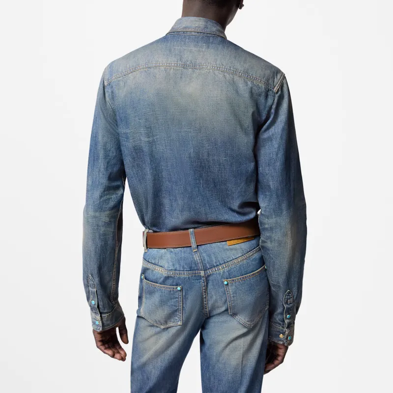 LOUIS VUITTON Fitted Long Sleeved Denim Shirt-3