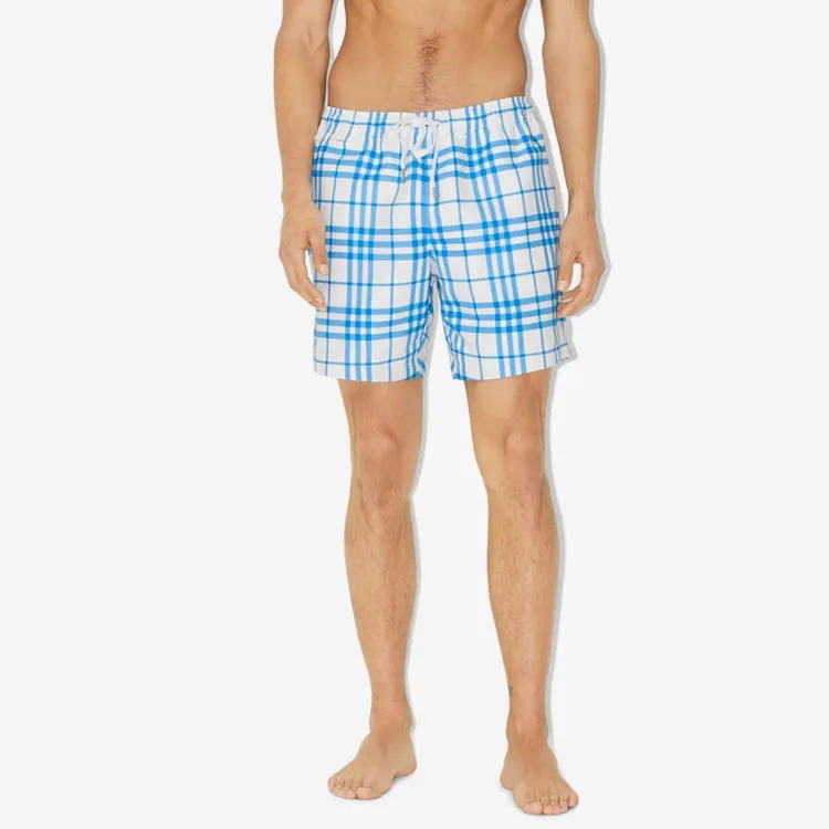 Burberry SS23 Men's Checkered Drawstring Swim Shorts 'Optic White'-1