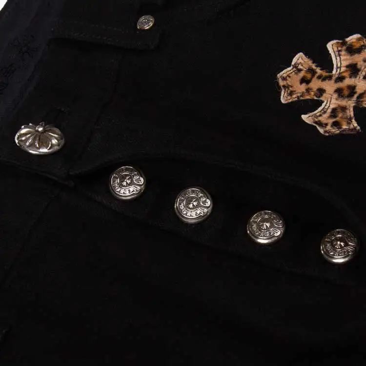 Chrome Hearts Green & Leopard Cross Patch Jeans-4