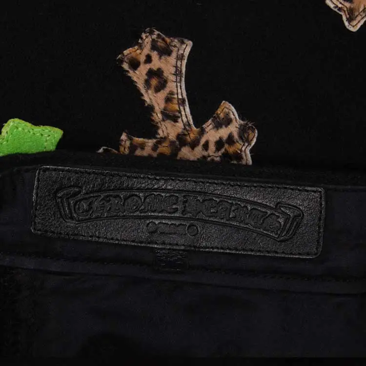 Chrome Hearts Green & Leopard Cross Patch Jeans-5
