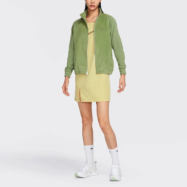 Nike Air Women's Corduroy Fleece Full Zip Jacket Green-2