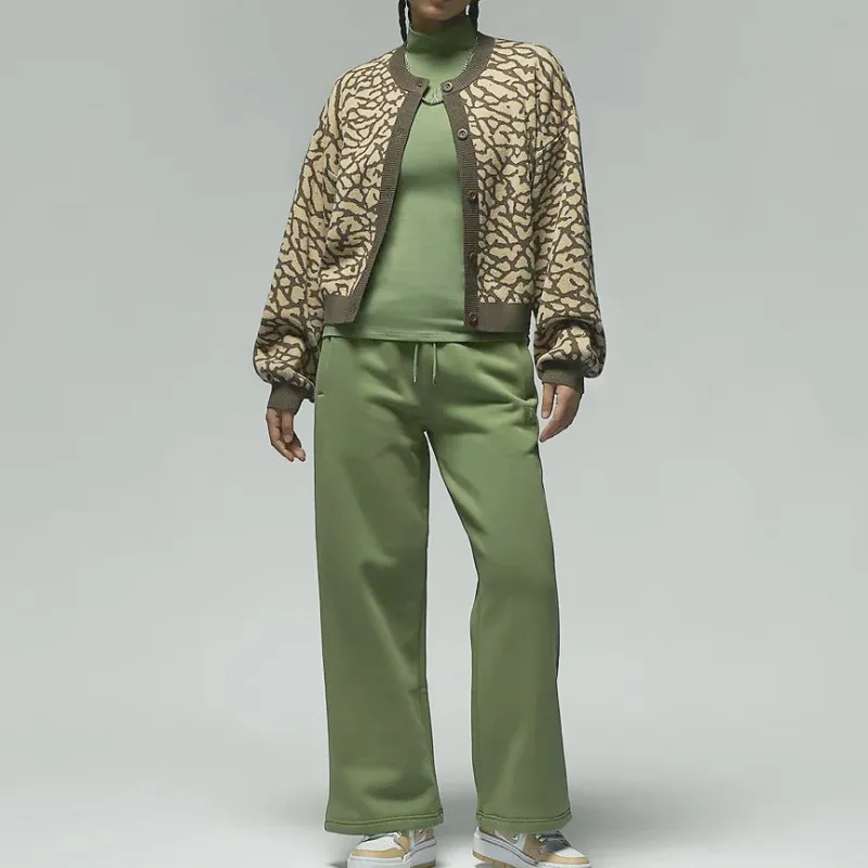 Jordan Flight Knitted Sweatpants Women's Light Olive Yellow-2