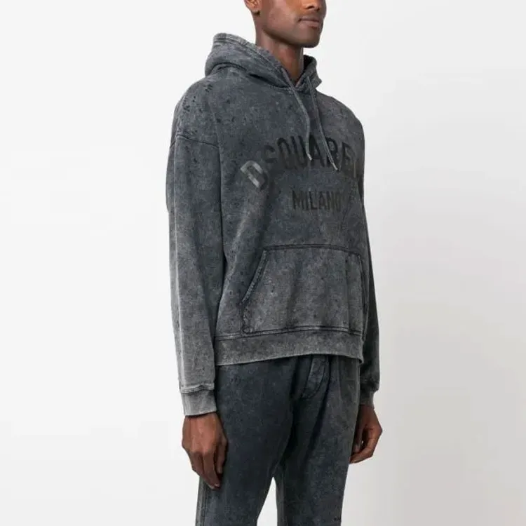 DSQUARED 2 Logo Printed Drawstring Hoodie-3