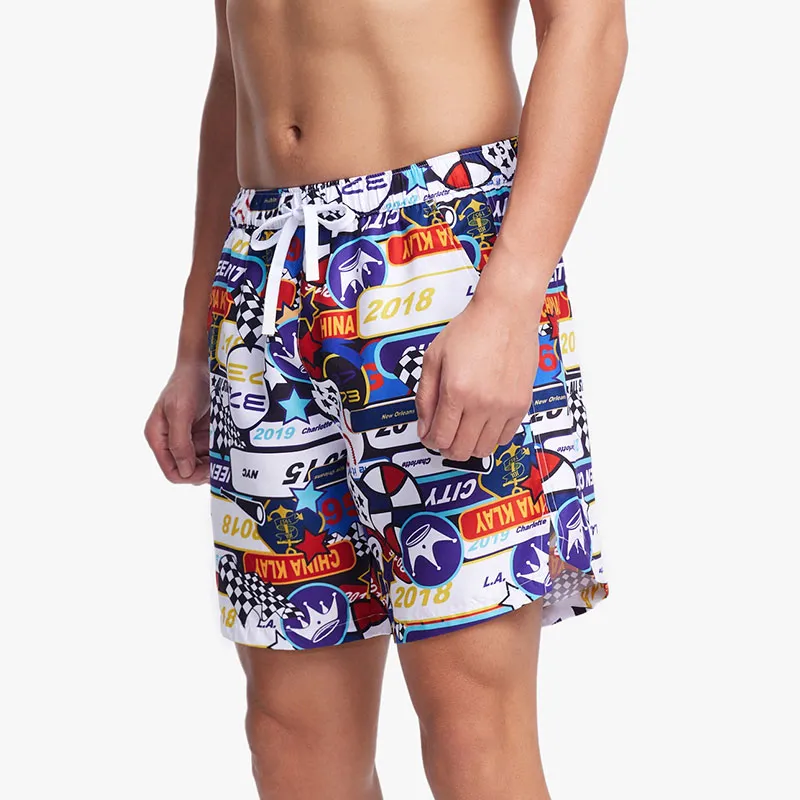Anta Beach Shorts Men's Pure White/Basic Black/Star Purple/Racing Red-1