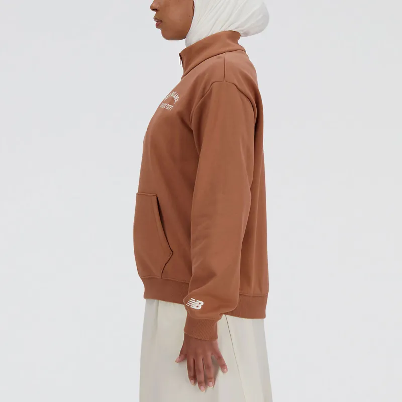 New Balance Sportswear's Greatest Hits Quarter Zip Sweatshirt Women's Walnut Brown-3