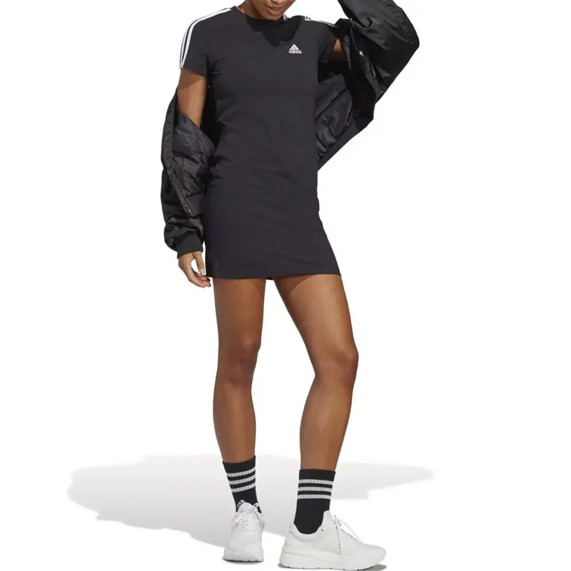 Adidas W 3S FIT T DR Short Sleeved Dress Women's Black-3