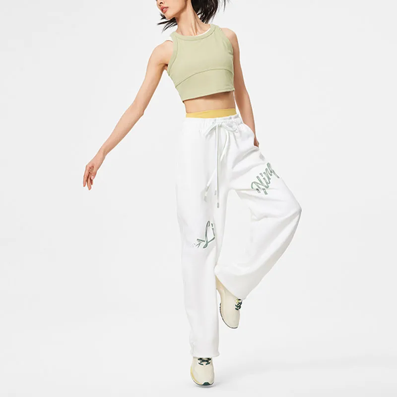 LiNing Fitness Series Knitted Sports Pants Women's Standard White-4