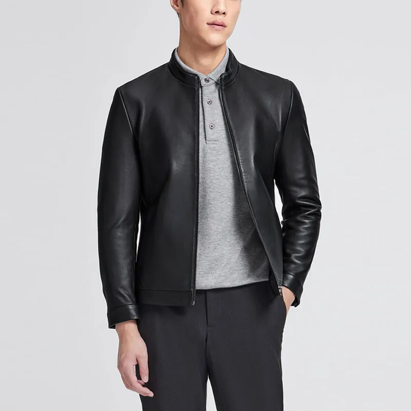 GOLDLION Leather Jacket Men's Black-3