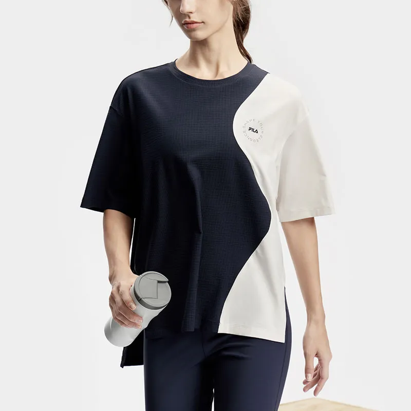 FILA Drop Shoulder Sleeve T Shirt Women's Dark Morning Blue-2