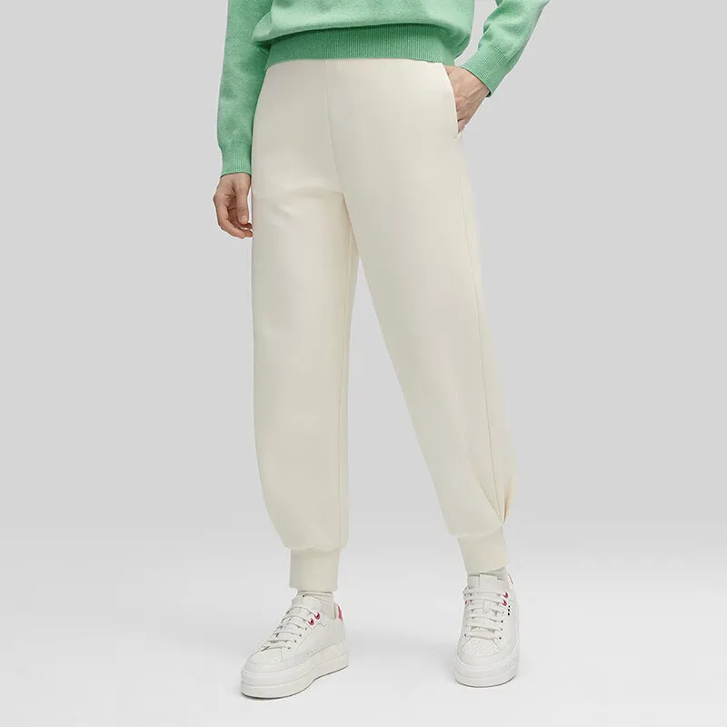 FILA Emerald Knitted Sports Pants Women's Jade Rabbit White-2