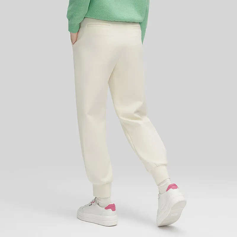 FILA Emerald Knitted Sports Pants Women's Jade Rabbit White-4