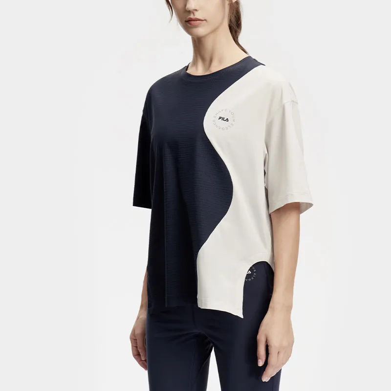 FILA Drop Shoulder Sleeve T Shirt Women's Dark Morning Blue-4