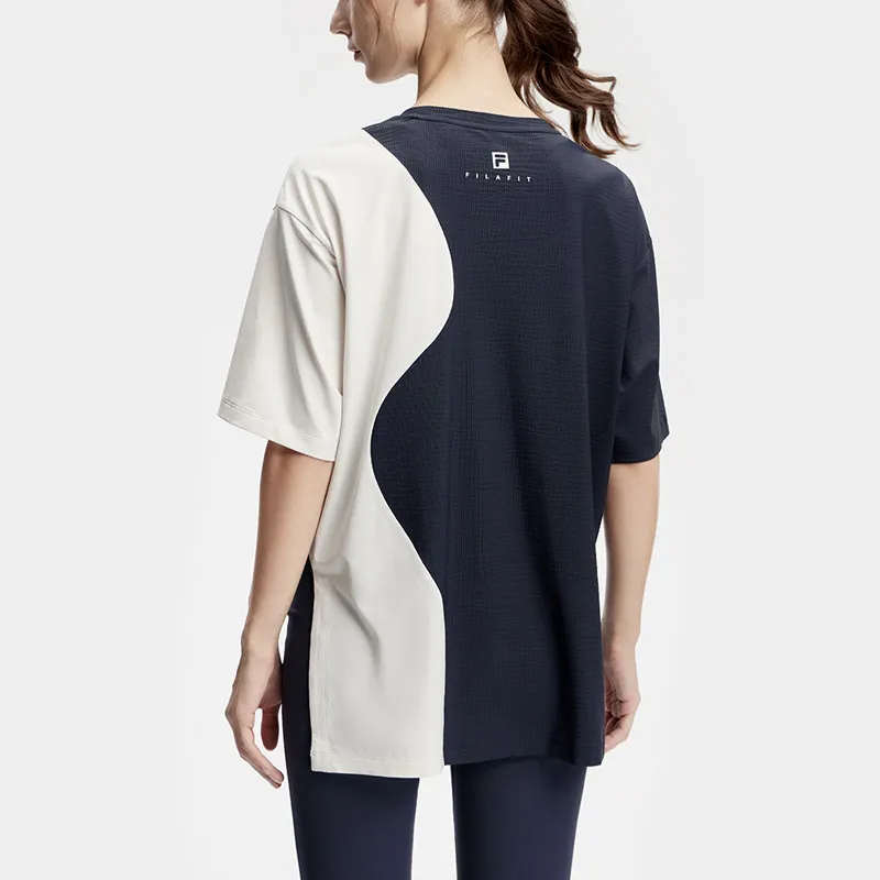 FILA Drop Shoulder Sleeve T Shirt Women's Dark Morning Blue-3