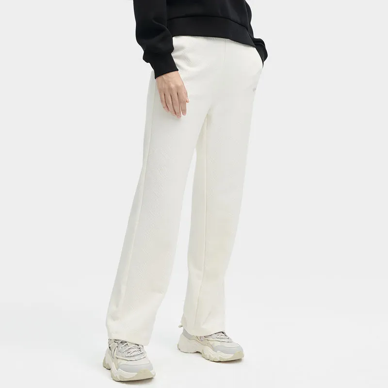 FILA Knitted Sports Pants Women's Jade Rabbit White-4