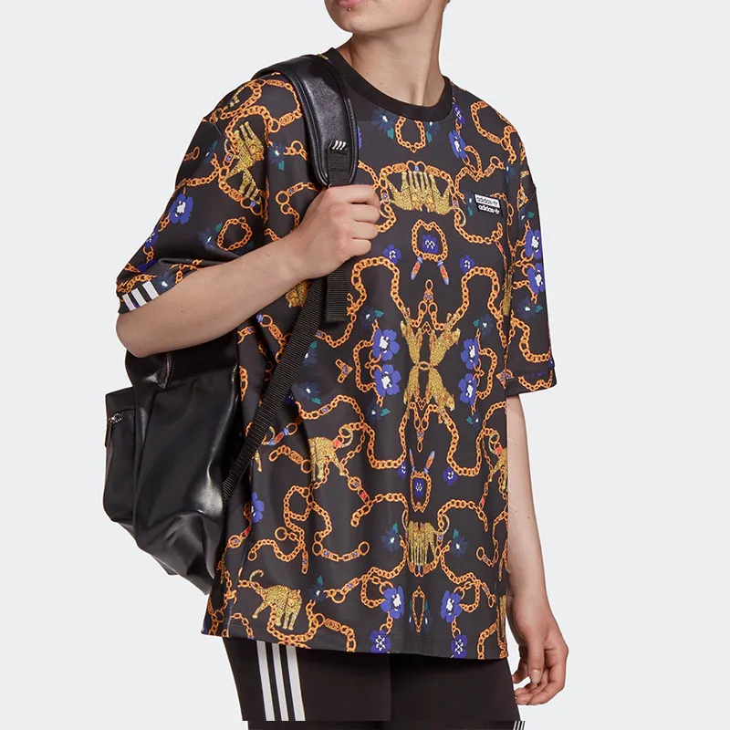 Adidas Drop Shoulder Sleeve T Shirt Women's Black-1