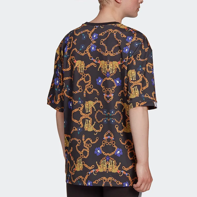 Adidas Drop Shoulder Sleeve T Shirt Women's Black-3