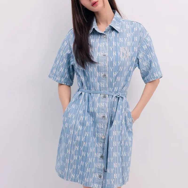 MLB Short Sleeved Dresses Women's Light Blue-4