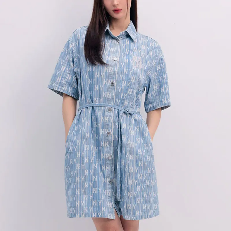 MLB Short Sleeved Dresses Women's Light Blue-3