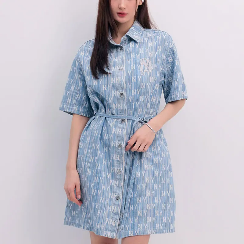MLB Short Sleeved Dresses Women's Light Blue-2