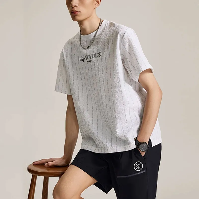 LiNing Drop Shoulder Sleeve T Shirt Men's Standard White All Over Print-2